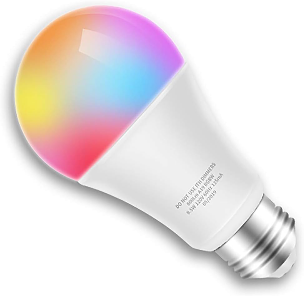 micmi Smart LED Bulb WiFi Multicolor Light Bulb Compatible with Alexa, Echo, Google Home No Hub Required, E26 A19 60W Equivalent RGBW Color Changing, 9.5W White 2700K-5500K Dimmable UL Listed, 1pack