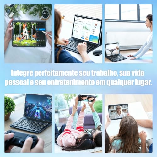 Tablet Xixaomiro S11 10.1" Android 15, 20GB + 256GB, acompanha película, caneta, mouse, teclado e fone de ouvido. Tela 1920x1200, Wi-Fi, câmera 13MP + 5MP, bateria 8000mAh – Cinza