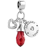 MZC Jewelry Teardrop Birthstone Birthday Charm Heart Love Bead Compatible with Pandora Charms Bracelets