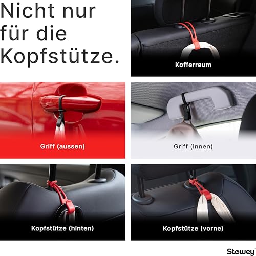Car Hook Der sicherste Auto Haken - nicht nur für die Kopfstütze, sondern für den gesamten Innenraum, das Must Have Auto Reise Zubehör hält Jacken & Taschen, Auto Gadgets für Frauen & Männer (Schwarz) thumbnail 2