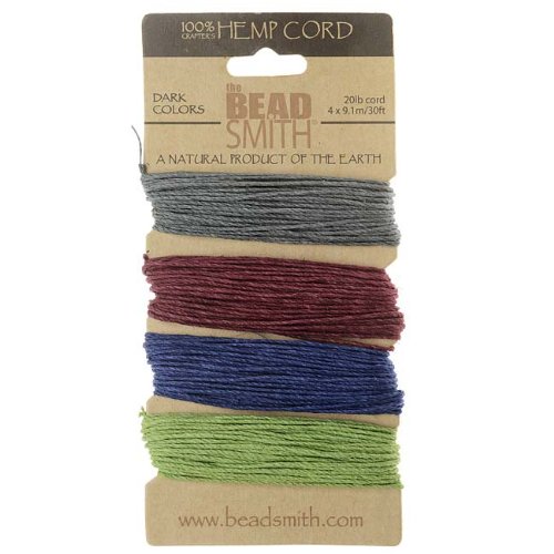 Hemp Twine Bead Cord 1.0mm Dark Colors App 30 Feet 42560