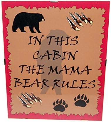In This Cabin The Mama Bear Rules Wall 8" x 10" Rustic Picture Art w/ Clip Frame for Wall or shelf