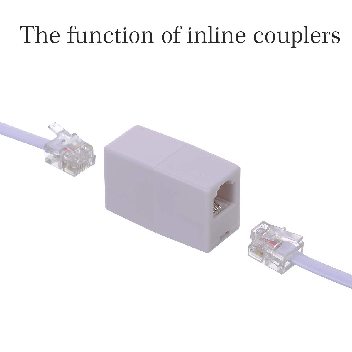 Coupler Telephone,SHONCO 2Pack RJ11 6P4C Inline Couplers,Phone Line