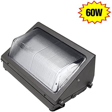 NGTlight 60 Watt LED Wall Pack Fixture Light (300W HPS Replacement) 5000K Daylight White 6600Lm Waterproof Outdoor Canopy Wall Lamp UL listed