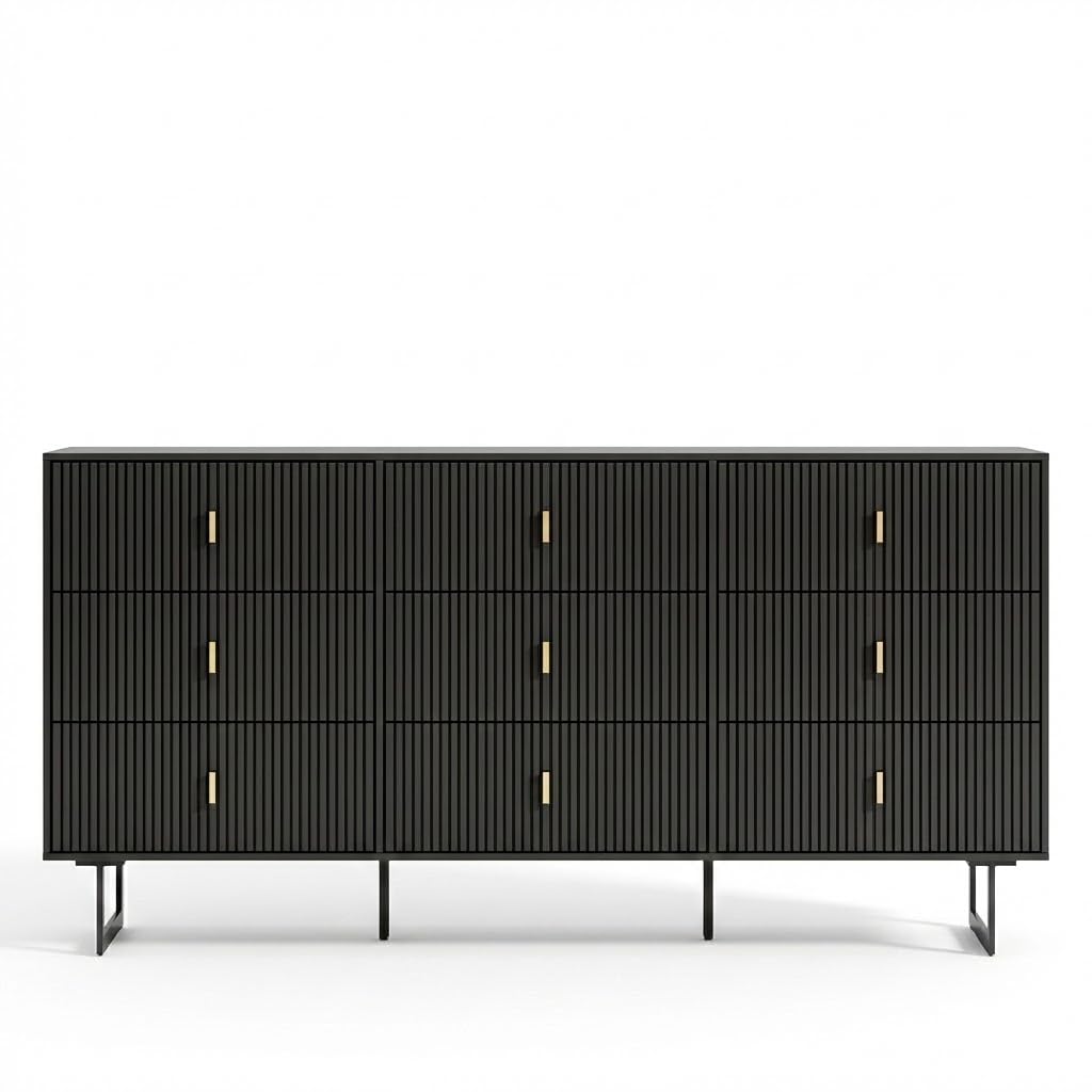 Photo 1 of Chrangmay Modern Chest of Drawers with 9 Drawers,Deep Drawers,Clothes Organizer,Large Storage Cabinet for Living Room, Bedroom,Hallway,with Anti-Tipping Device,Matte Black