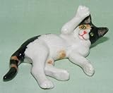 CAT CALICO Kitten plays on her back MINIATURE New Figurine PORCELAIN Northern Rose R314G