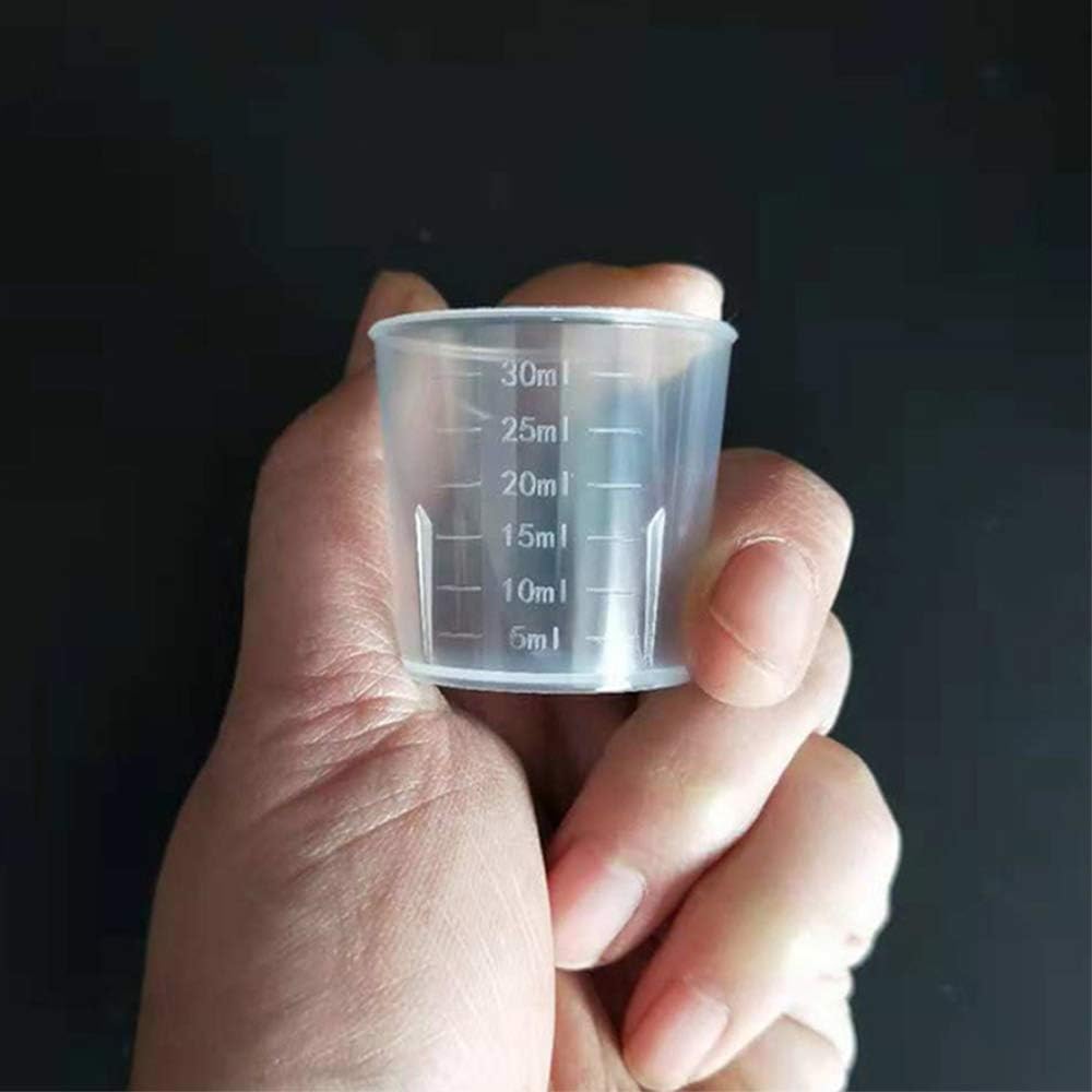 wordmouk 60 Pack 30ml Plastic Mixing Cup Measuring Cups Graduated Cups with 50 Pack Wooden Stirring Sticks Plastic Mixing Kit for Mixing Resin Paint Stain Epoxy - Image 4