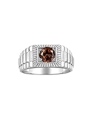 RYLOS Men's Ring Sterling Silver Ring, 7MM Round