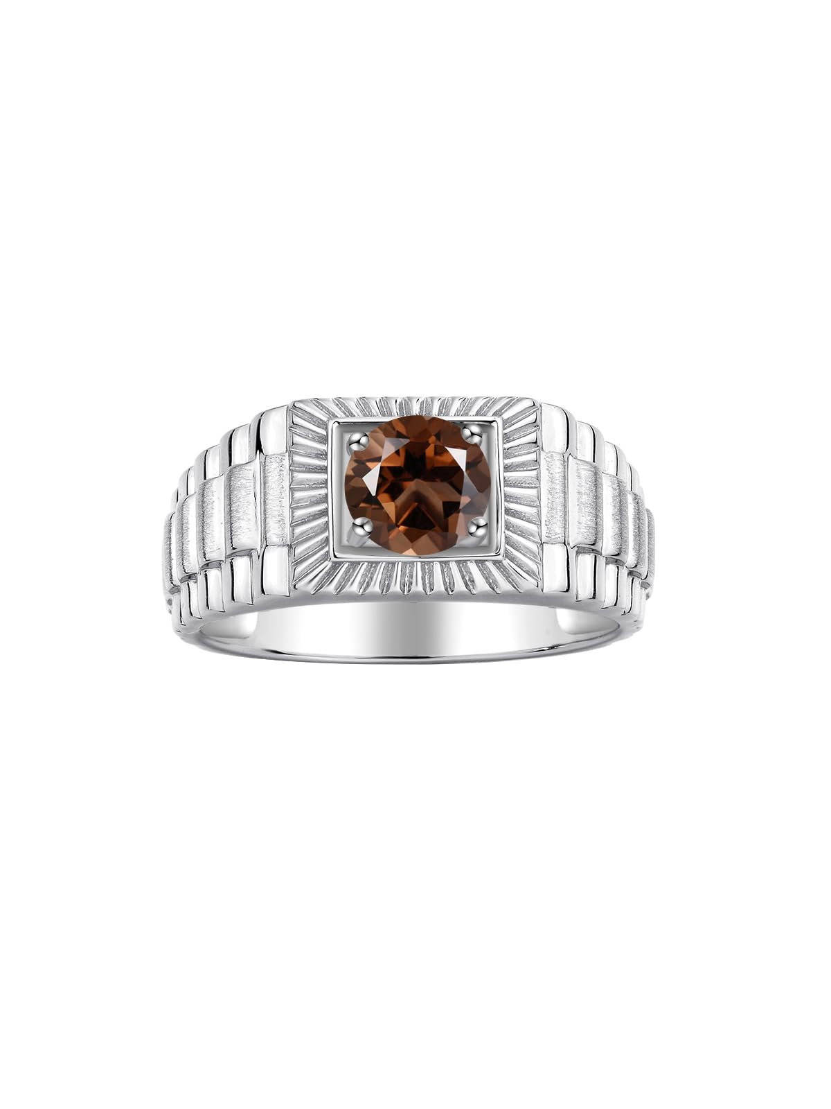 RYLOS Men's Ring Sterling Silver Ring, 7MM Round