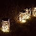 Homeleo 4 Pack Wide Mouth Mason Jar Solar Led Lights Insert Screw with Hangers, Warm White Waterproof Solar Fairy Lights for Outdoor Garden Decor Christmas Holiday Wedding Party(Jars Not Included)