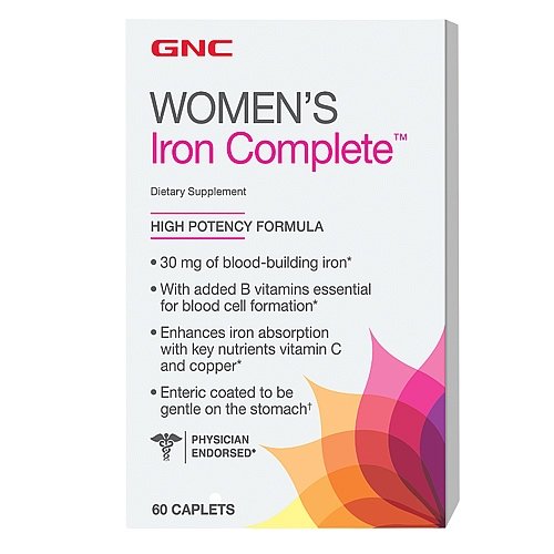 GNC Women's Iron Complete, Caplets, 60 ea GNC Women's Iron Complete, Caplets, 60 ea
