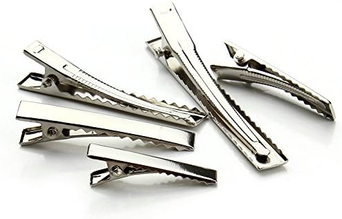 Hemarty Single Prong Alligator Hair Clips Hairpin with Teeth for DIY Hair Bow/Bow Clips Jewelry Making (Set of 20) (Silver, 32mm)