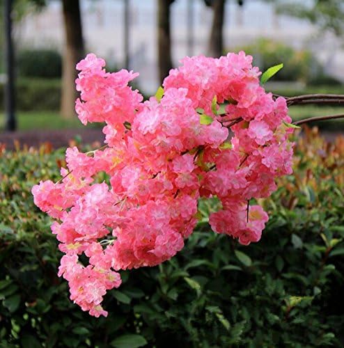jiumengya 5pcs Cherry Flower Large Size Sakura Artificial Peach Blossom Fake Pear Flower 3 Colors for Wedding Xmas Party Floral Decor (deep Pink)