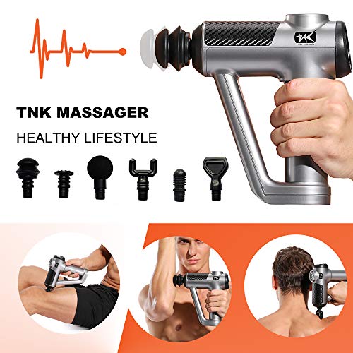 Premium TNK Muscle Massage Gun Deep Tissue Therapy,Electric Handheld Neck and Back Massager, Percussion Massage Gun for Men and Women Pain Relief and Body Recovery 20 Speed Quiet and Strong(Silver,R8)