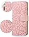 iPhone 8 Plus Case,iPhone 7 Plus Wallet Case,FLYEE Premium Flip Wallet Leather [Emboss Flower] Magnetic Protective Cover with Card Slots for iPhone7 Plus iPhone8 Plus 5.5 Inch yahuacha-Pink