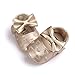Itaar Baby Girl Moccasins Bow PU Leather Heart Embroidered Soft Soled Shoes for Infants Toddlers, Gold, 6-12 Months