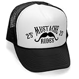 Megashirtz - Mustache Rides - Vintage Style Trucker Hat Retro Mesh Cap