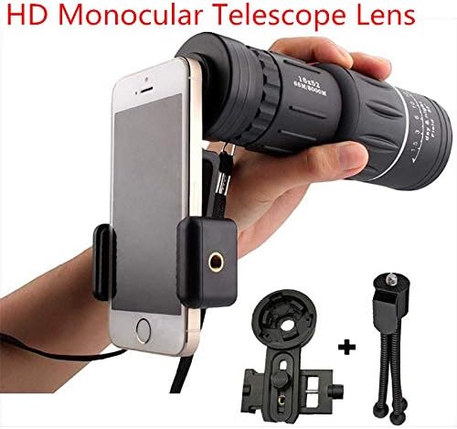 XiuFen 16x52 High Power HD Monocular Telescope Lens Dual Focus Prism Scope with Night Vision \u2013Includes Universal Smartphone Mount and Tripod Waterproof Fog Proof Compact 16X Zoom for All Outdoors