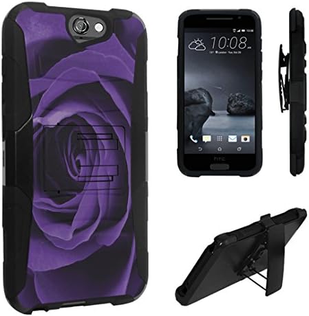 HTC One A9 Case, DuroCase ® Hybrid Dual Layer Combat Armor Style Kickstand Case w/ Belt Clip Holster Combo for HTC One A9 (Released in 2015) - (Purple Rose)