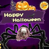 Halloween Spider Decoration, Halloween Props, Horror Skeleton Spider Prank with Vivid Red Eyes Red Scarf Props for Indoor Outdoor Yard Scary Realistic Halloween Party Supplies Déco -Best Halloween Decoration