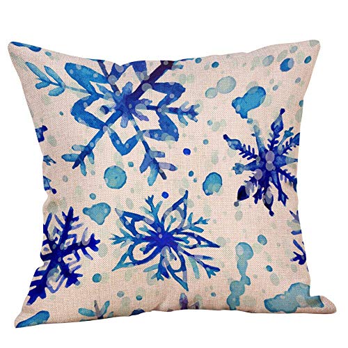 Blue Christmas Snowflake let it Snow Cotton Linen Decorative Throw Pillow Case Cushion Cover Pillow  - //medicalbooks.filipinodoctors.org