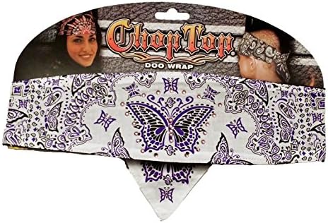 Purple Butterfly Rhinstone Studded Chop Top Biker Doo Wrap Bandana Mariah Carey
