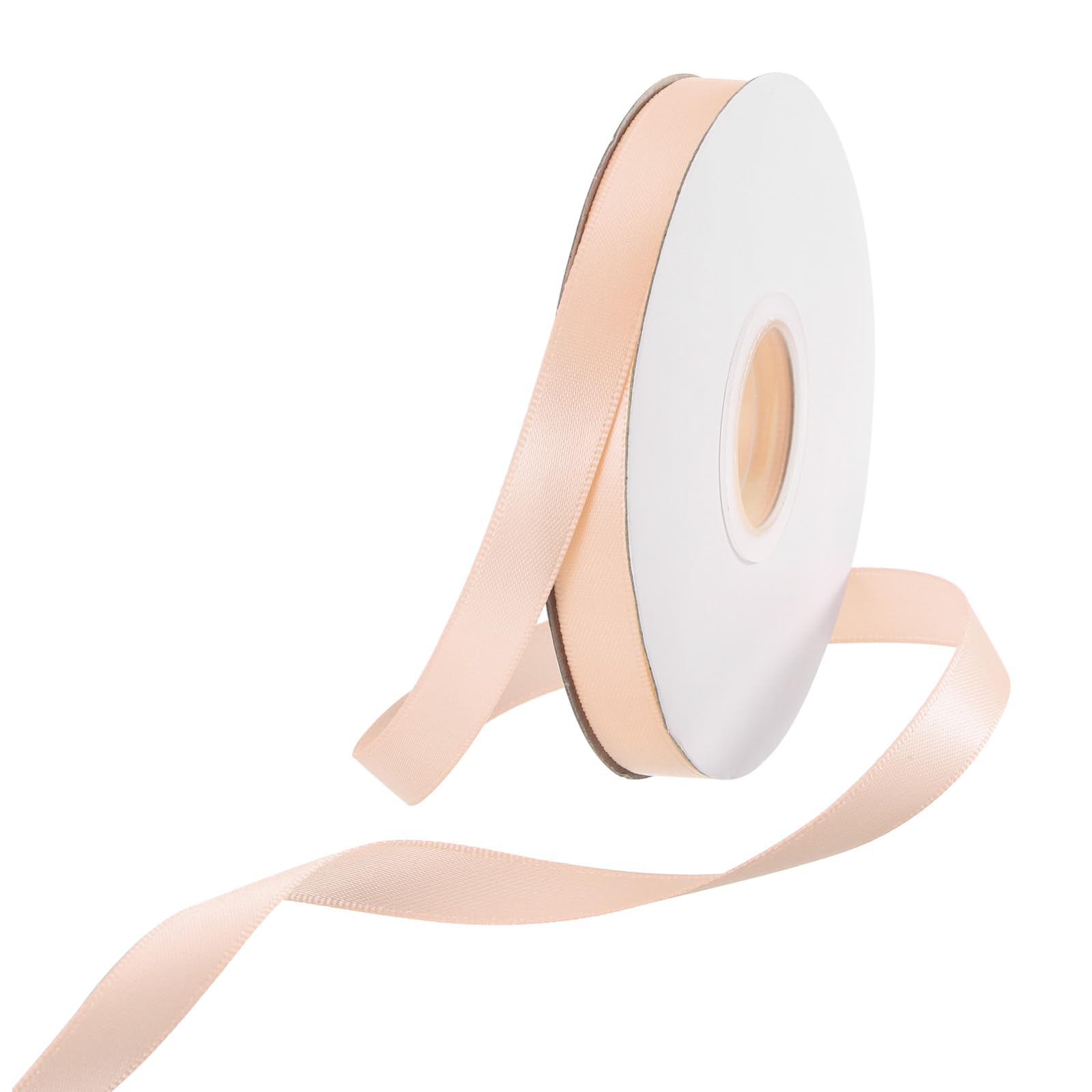 Rebower 10mm Satin Ribbon 91m Thick Double Face Grosgrain Silk Ribbon, [for Gift Wrapping, Hair Bows, Wedding, Cake, Flower] - 100 Yard/300ft/ Apricot