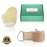 LOOFA and HAND GLOVE SET Natural SISAL FIBRE FOR DEEP EXFOLIATING. Soft and gentle Double handled LOOFA for back scrubbing and a Glove for body washing. Presented in a gift box to pamper her or him.