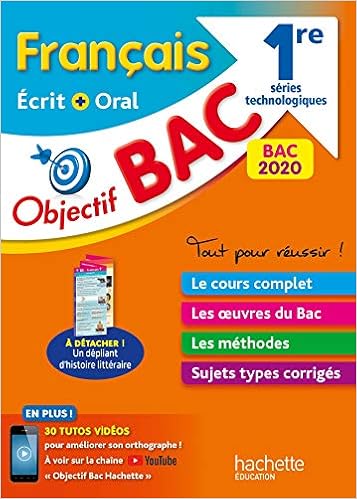 Objectif Bac 2020 Francais Ecrit Et Oral 1res Technologiques Nouveaux Programmes Amazon Fr Pincon Amelie Sourisse A Livres