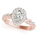 2 Carat Pear Shape White Simulated Diamond Halo Engagement Ring Set 14K Rose Gold Plated (10)