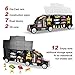 AOKESI Transport Car Carrier Truck Toy Great Gift for Boys Girls Age of 3-10 Year Old (Includes 6 Toy Cars, 2 Construction Signs,7 Road Blocks, 2 Oil Cones, 1 City Map and 1 Dice)