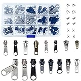 Aneco Zipper Repair Kit Zipper Replacement Pack Assorted Zipper Pulls with Organizing Boxes