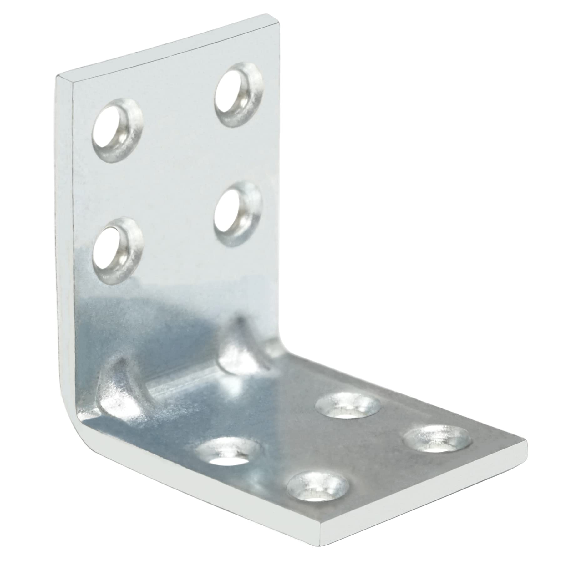 RedBee 10 PCS Corner Brackets (40 x 40 x 30 x 3 mm) Galvanized Steel L Bracets for Wood DIY Furniture Fixations, Silver