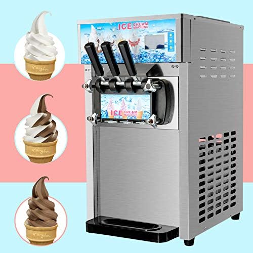 Amazon De Co Z Kommerzielle Eiscreme Maschine 18l H Speiseeismaschine Edelstahl Desktop Softeismaschine 3 Geschmack Soft Ice Cream Maker