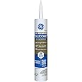 GE Advanced Silicone Caulk for Window & Door, White, 10 fl oz Cartridge, 1 Pack - 100% Waterproof Silicone Sealant, 5X Stronger Adhesion, Shrink & Crack Proof