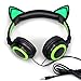 Cat Ear Headphones with Glowing Lights (Green)
