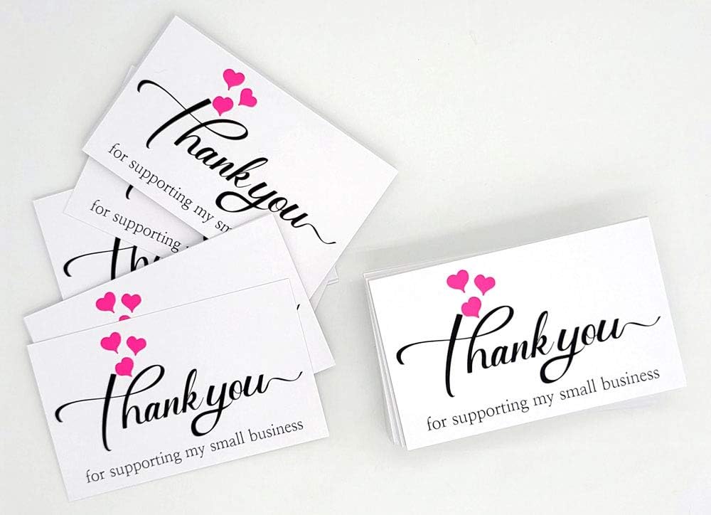 Business Cards 3 5 X 2 1 Inches Thank You For Supporting My Small Business Cards Ppappappiyo 100 Business Card Sized Heart Design Office Products