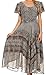 Sakkas Mila Long Corset Embroidered Cap Sleeve Dress With Adjustable Waist