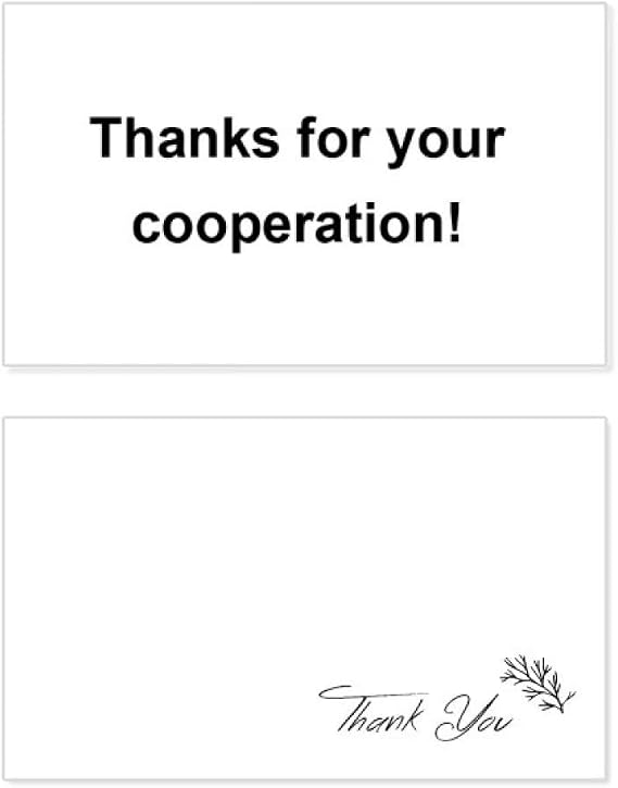 Thanks For Your Cooperation Symbol Thank You Card Birthday Paper