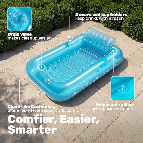 Sloosh Gonflable mats 178 x 116 cm pour Piscine, Bain de Soleil pour Adultes, Flotteur de Piscine, Matelas Gonflable pour Adultes, divertissements d'été, fête Aquatique (Fleur Violette)