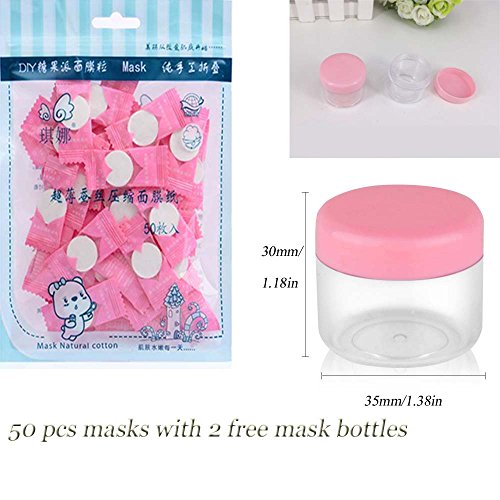 Like U Compressed Facial Sheet Mask DIY Face Compressed Mask Paper for Skin Face Care-50pcs Natural Wrapped Treatment Mask with 2 Free Mask Bottles - Thumbnail 5