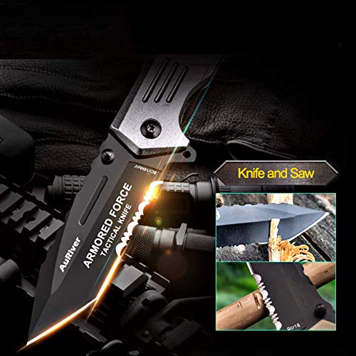 Folding Knife, Serrated Edge Pocket Knife, Multitool Outdoor Folding