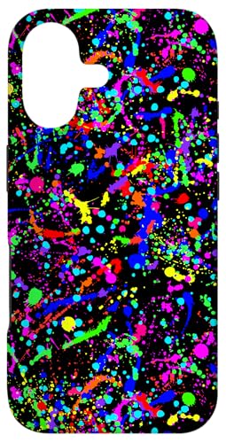 Rainbow Paint Splatter on Black Pattern Case for iPhone 17