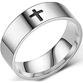 Jude Jewelers 8mm Stainless Steel Classical Simple Plain Christian Cross Religious Wedding Band Ring