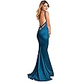 SoDigne Mermaid Satin Bridesmaid Dresses for Women Backless Long Prom Dress Spaghetti Straps Formal Evening Gown