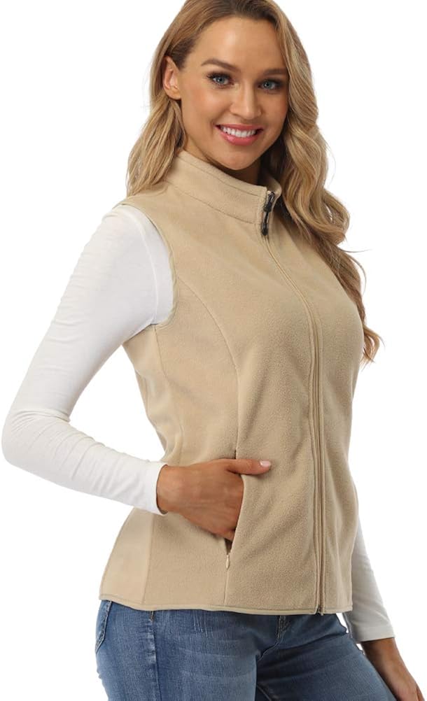 fuinloth Women's Fleece Vest, Polar Soft Sleeveless Classic Fit with Zip up Pockets at  Women's Coats Shop