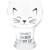 Pavilion Gift Company - Drink Beer & Pet My Cat - 15 oz Pilsner Beer Glass Stein Kitty Kitten Feline Cat Love Mom Dad