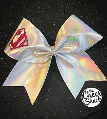 Silver Holographic with Superman Symbol Cheer Bow, Cheer Bow