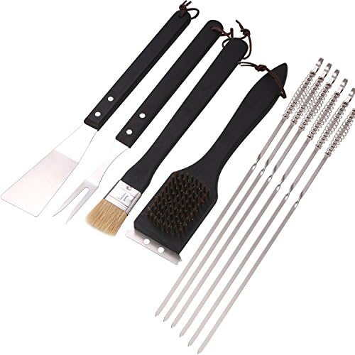 BBQ Grill Tools Set with 10 Barbecue Accessories - Stainless Steel Utensils with Carry Bag- Men Complete Outdoor Grilling Kit for Dad