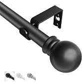 Black Curtain Rods for Windows 35"- 46", Decorative Drapery Rod Adjustable by Splicing, 5/8 inch Small Curtain Rod for Bedroom, Living Room, Kitchen and Outdoors